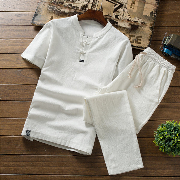 TB Retro fashion Linen Set: Men's Summer Suit