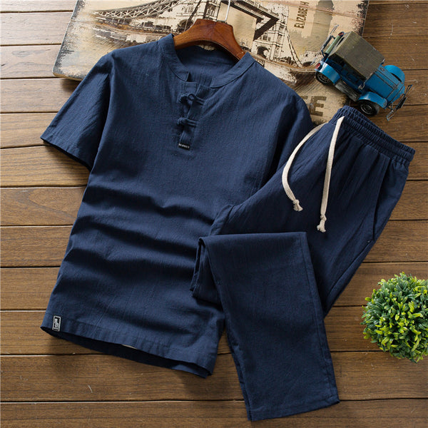 TB Retro fashion Linen Set: Men's Summer Suit