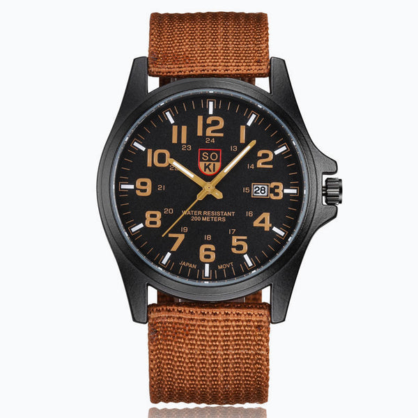 TB SOKI Fashion Men's Military Watch: Nylon Woven Belt Edition
