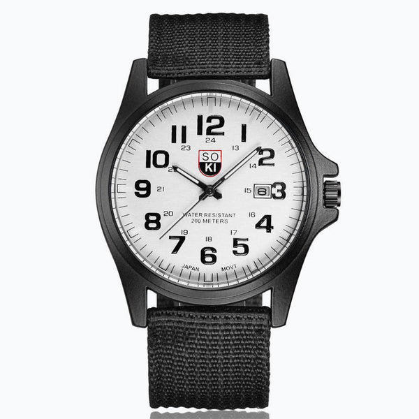 TB SOKI Fashion Men's Military Watch: Nylon Woven Belt Edition