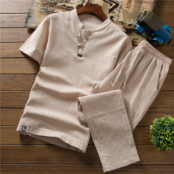 TB Retro fashion Linen Set: Men's Summer Suit