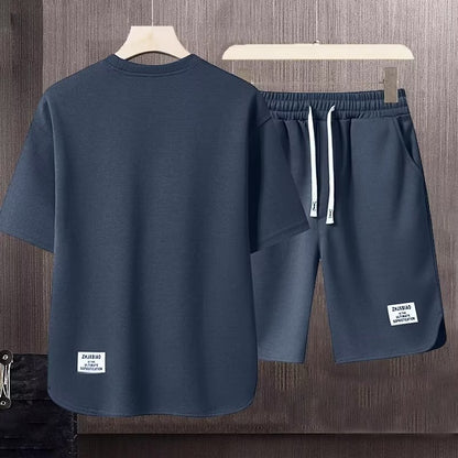 TB Summer Leisure Set: Men's Short-Sleeved T-Shirt & Sports Shorts Ensemble