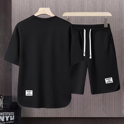 TB Summer Leisure Set: Men's Short-Sleeved T-Shirt & Sports Shorts Ensemble