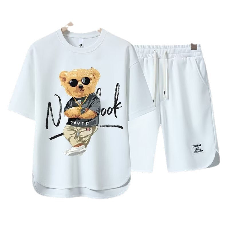 TB Summer Leisure Set: Men's Short-Sleeved T-Shirt & Sports Shorts Ensemble