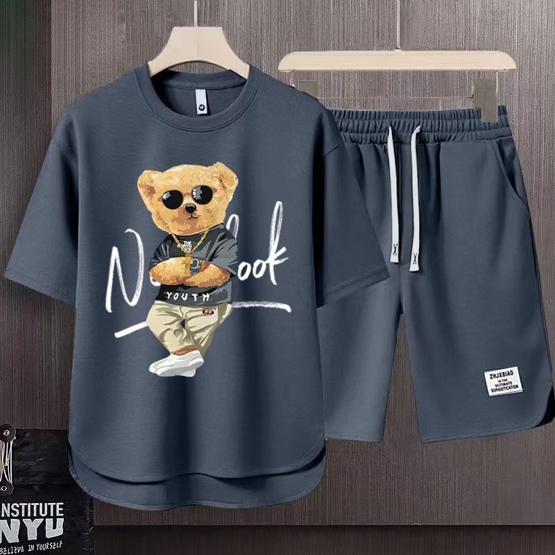 TB Summer Leisure Set: Men's Short-Sleeved T-Shirt & Sports Shorts Ensemble