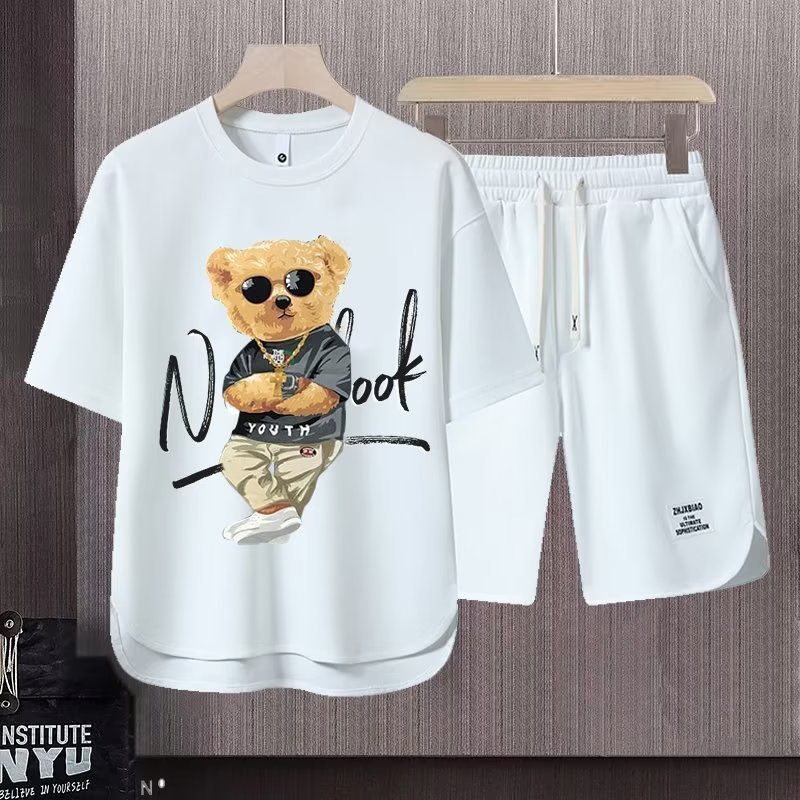 TB Summer Leisure Set: Men's Short-Sleeved T-Shirt & Sports Shorts Ensemble